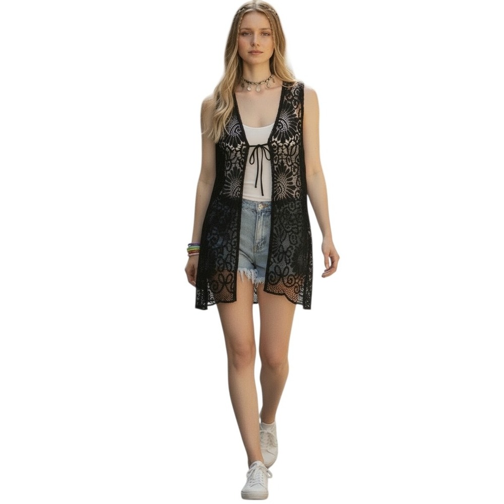 Y2k Vintage Whimsigoth Fairygrunge Women size 16‎ Lace Indie Hippie Cardigan Top